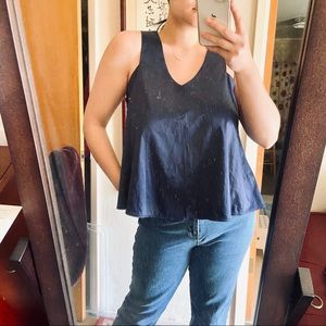 Navy Satin sleeveless blouse